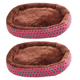 Kuber Industries Dog & Cat Bed|Soft Plush Top Pet Bed|Oxford Cloth Polyester Filling|Medium Washable Dog Bed|Circular Cat Bed with Rise-Edge Pillow|QY039RC-L|Red & Coffee (Pack of 2)